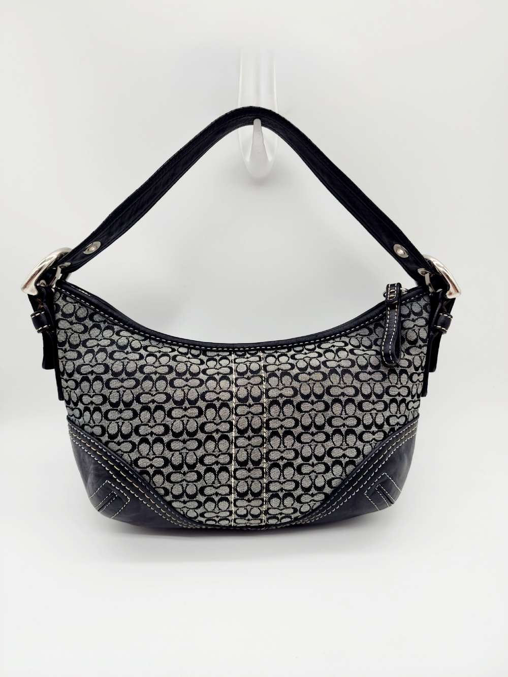 Coach 2154 Vintage Mini Hobo Signature Monogram Grey Black - Picture 9 of 16